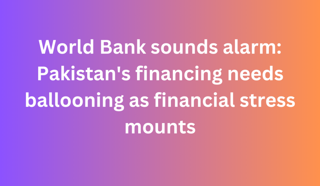 World Bank sounds alarm: Pakistan's financing needs ballooning as financial stress mounts